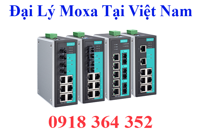 EDS-408A-2M1S-SC-T: Thiết bị chuyển mạch công nghiệp 5 cổng 10/100BaseT(X), 2 cổng quang 100BaseFX multi mode - 1 cổng quang 100BaseFX single mode - SC port, nhiệt độ từ -40 đến 75°C, Moxa Việt Nam Đại Lý Moxa Việt Nam