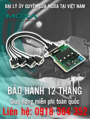 CP-134U-I-DB9M - Card PCI chuyển đổi tín hiệu - 4 cổng RS-422/485 - cách ly quang học - nhiệt độ hoạt động từ 0 đến 55 ° C (bao gồm cáp đực DB9) - Moxa Việt Nam