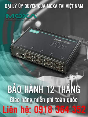 NPort 5610-8-DTL - Bộ chuyển đổi 8 cổng RS232 sang Ethernet - đầu nối đực DB9 - Nhiệt độ hoạt động 0 đến 60 ° C - Moxa Việt Nam