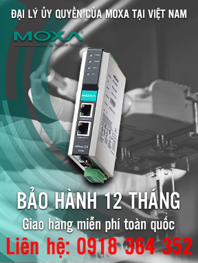 NPort IA-5150 - Bộ chuyển đổi 1 cổng RS232/485/422 sang Ethernet - 2 cổng 10 / 100BaseT (X) (đầu nối RJ45, IP đơn) - Nhiệt độ hoạt động 0 đến 55 ° C - Moxa Việt Nam
