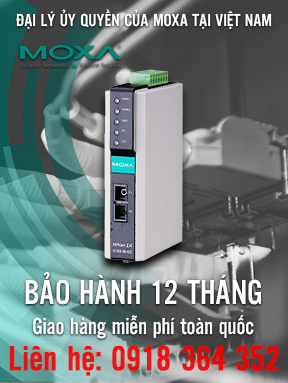 NPort IA-5150I-S-SC-T-IEX -  Bộ chuyển đổi 1 cổng RS232/485/422 sang Ethernet - 1 cổng sợi quang chế độ đơn 100BaseF (X) (đầu nối SC) - Cách ly quang 2 kV  -  IECEx - Nhiệt độ hoạt động -40 đến 75 ° C - Moxa Việt Nam