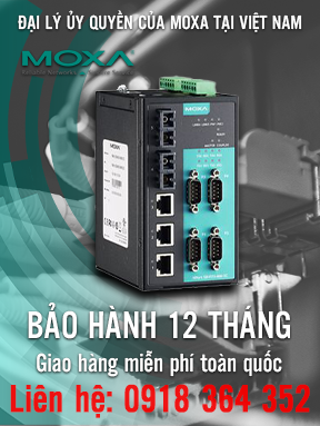 NPort S8455I-MM-SC-T - Bộ chuyển đổi 4 cổng RS232/RS485/422 - 3 cổng Ethernet 10 / 100M - 2 cổng cáp quang đa chế độ 100M với đầu nối SC - 15 KV ESD - 12-48 VDC - Nhiệt độ hoạt động -40 đến 75 ° C - Moxa Việt Nam