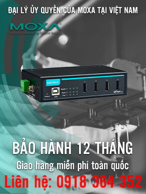 UPort 404 - Bộ chia USB công nghiệp 4 cổng - Nhiệt độ hoạt động từ 0 đến 60 ° C - Moxa Việt Nam