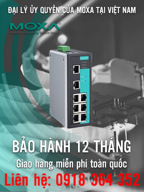 EDS-408A-T - Bộ chuyển mạch Ethernet có quản lý với 8 cổng 10 / 100BaseT (X) - Nhiệt độ hoạt động từ -40 đến 75 ° C - Moxa Việt Nam