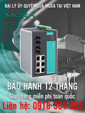 EDS-508A-MM-ST - Bộ chuyển mạch Ethernet có quản lý với 6 cổng 10 / 100BaseT (X) - 2 cổng đa chế độ 100BaseFX với đầu nối ST - Nhiệt độ hoạt động từ -40 đến 75 ° C - Moxa Việt Nam