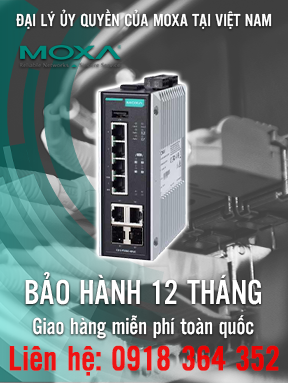 EDS-P506E-4PoE-2GTXSFP - Bộ chuyển mạch Ethernet có  quản lý với 4 cổng PoE + / 60W 10 / 100BaseT (X) - 2 cổng kết hợp 10/100 / 1000BaseT (X) hoặc 100 / 1000BaseSFP - Đầu vào nguồn 12/24/48 VDC kép - Nhiệt độ hoạt động -10 đến 60 ° C - Moxa Việt Nam