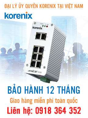 JetNet 3008 V3 - Bộ chuyển mạch Fast Ethernet công nghiệp 8 cổng - Korenix Việt Nam