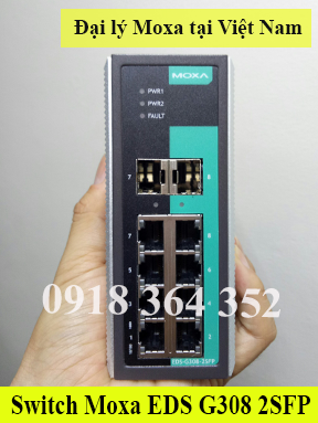 EDS-G308-2SFP-T Switch công nghiệp 6 cổng  10/100/1000BaseT(X), 2 cổng quang SFP 100/1000BaseSFP, nhiệt độ từ -40 đến 75°C, Đại Lý Moxa Việt Nam
