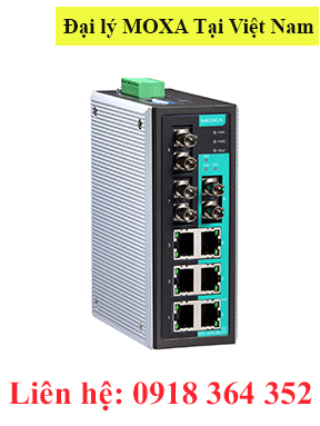 EDS-309-3M-ST: Switch công nghiệp 6 cổng 10/100BaseT(X), và 3 cổng quang 100BaseFX multi-mode ST port, nhiệt độ từ -10 đến 60°C, Moxa Việt Nam Đại Lý Moxa Việt Nam