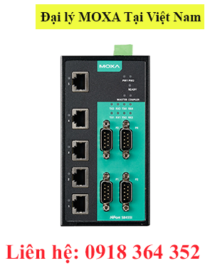 NPort S8455I-T Bộ chuyển đổi 4 cổng  RS232/RS485/422 (DB9) sang 5 cổng Ethernet, dòng chịu nhiệt Moxa Việt Nam Moxa Vietnam