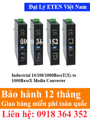 Model : IGC-211 Series,  Industrial 10/100/1000BaseT(X) to 1000BaseX Media Converter Eten Việt Nam Eten VietNam
