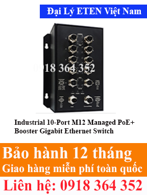 Model : IFB-80802M-M12-T, Industrial 10-Port M12 Managed PoE+ Booster Gigabit Ethernet Switch Eten Việt Nam Eten VietNam