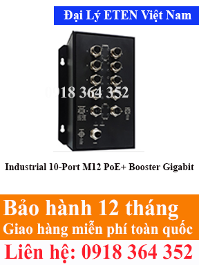 Model : IFB-80802-M12-T, Industrial 10-Port M12 PoE+ Booster Gigabit Ethernet Switch Eten Việt Nam Eten VietNam
