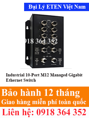 Model : IFE-80802M-M12-T , Industrial 10-Port M12 Managed Gigabit Ethernet Switch Eten Việt Nam Eten VietNam