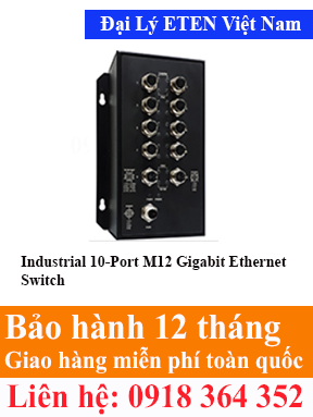 Model : IFE-80802-M12-T, Industrial 10-Port M12 Gigabit Ethernet Switch Eten Việt Nam Eten VietNam