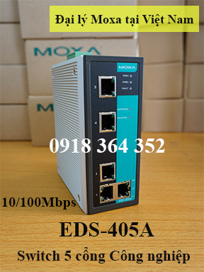 EDS-405A-T: Thiết bị chuyển mạch công nghiệp 5 cổng 10/100BaseT(X), nhiệt độ từ -40 đến 75°C, Moxa Việt Nam Đại Lý Moxa Việt Nam