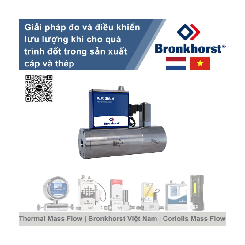 MASS-STREAM D-6371A/003AI Bộ điều khiển lưu lượng nhiệt trực tiếp cho khí, được bảo vệ IP65 Bronkhorst Vietnam