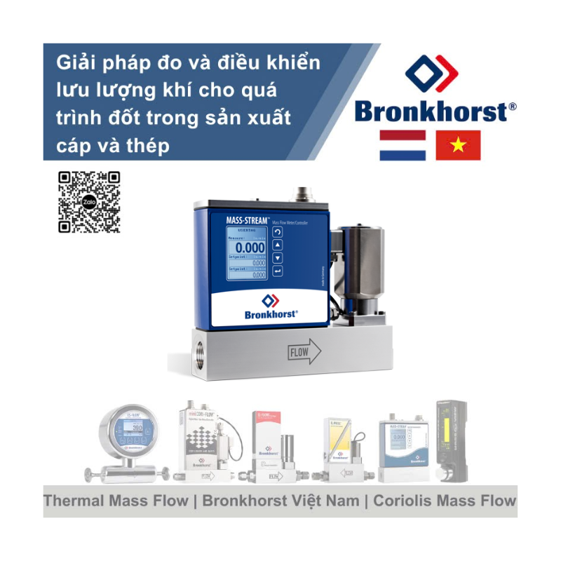 MASS-STREAM D-6461A/002BI MFC Bộ điều khiển lưu lượng nhiệt trực tiếp cho khí, được bảo vệ IP65 Bronkhorst Vietnam