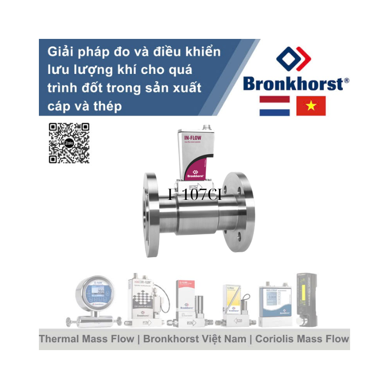 IN-FLOW High-Flow F-107CI Đồng hồ đo lưu lượng khối kiểu công nghiệp cho lưu lượng khí cao Bronkhorst Vietnam