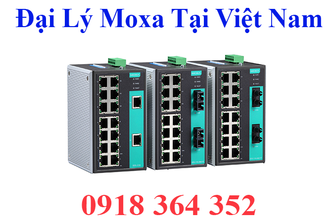 EDS-316-T: Switch công nghiệp 16 cổng 10/100BaseT(X), nhiệt độ từ -40 đến 75°C, Moxa Việt Nam Đại Lý Moxa Việt Nam