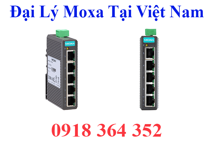 EDS-205 Switch công nghiệp 5 cổng 10/100BaseT(X), nhiệt độ từ -10 đến 60°C, Moxa Việt Nam Đại Lý Moxa Việt Nam