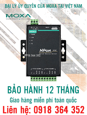 Nport 5232: Bộ chuyển đổi 1 cổng Ethernet sang 2 cổng nối tiếp RS485/422, Đại Lý Moxa Việt Nam