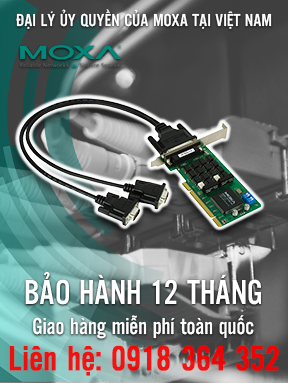 CP-132UL-I-T - Card PCI chuyển đổi tín hiệu - 2 cổng RS-422/485 (bao gồm cáp đực DB9) - cách ly quang học - nhiệt độ hoạt động từ -40 đến 85 ° C - Moxa Việt Nam