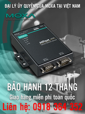 NPort 5210A-T - Bộ chuyển đổi 10/100M Ethernet sang 2 cổng RS-232 - Bảo vệ chống sét lan truyền - Nhiệt độ hoạt động -40 đến 75 ° C - Moxa Việt Nam