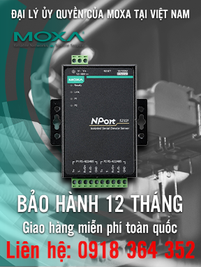 NPort 5232I  - Bộ chuyển đổi 2 cổng RS485/422 sang Ethernet - Cách ly quang 2 kV - Nhiệt độ hoạt động 0 đến 55 °  - CMoxa Việt Nam