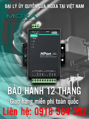 NPort 5232-T - Bộ chuyển đổi 2 cổng RS485/422 sang Ethernet - Nhiệt độ hoạt động -40 đến 75 °C - Moxa Việt Nam
