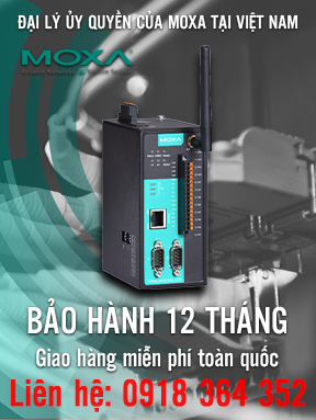 NPort IAW5250A-6I/O -  Bộ chuyển đổi 2 cổng RS-232/422/485 IEEE 802.11a / b / g / n - 4DI và 2 DO - Nhiệt độ hoạt động từ 0 đến 60°C - Moxa Việt Nam
