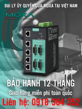 NPort S8455I - Bộ chuyển đổi 4 cổng RS232/RS485/422 - 5 cổng Ethernet 10 / 100M - 12 đến 48 VDC - Bảo vệ cách ly 2 kV - Nhiệt độ hoạt động 0 đến 60 ° C - Moxa Việt Nam