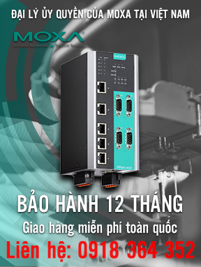 NPort S9450I-WV-T - Bộ chuyển đổi 4 cổng RS-232/422/485 sang Ethernet - 5 cổng Ethernet 10 / 100M - 24/48 VDC - Nhiệt độ hoạt động -40 đến 85 ° C - Moxa Việt Nam