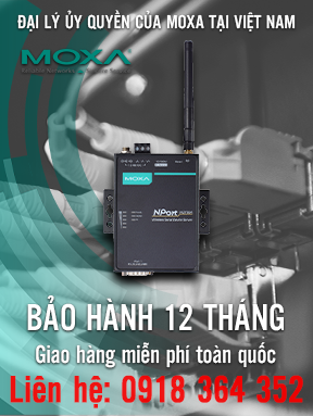 NPort W2150A - Bộ chuyển đổi không dây 1 cổng RS232/RS485/RS422(DB9) - 1 cổng Ethernet - Băng tần WLAN 802.11a / b / g / n EU - 12-48 VDC - Nhiệt độ hoạt động 0 đến 55 ℃ - Moxa Việt Nam