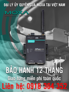 NPort W2250A - Bộ chuyển đổi không dây 2 cổng RS232/RS485/RS422(DB9) - Băng tần WLAN 802.11a / b / g / n EU - 12-48 VDC - Nhiệt độ hoạt động 0 đến 55 ℃ - Moxa Việt Nam