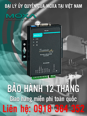 TCC-100I - Bộ chuyển đổi tín hiệu RS232 sang RS422/485 - Cách ly Quang học - Moxa Việt Nam