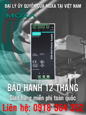 DR-75-48 - Bộ nguồn 75W/1.6A DIN-Rail 48 VDC - Đầu vào 85 – 264 VAC hoặc 120 – 370 VDC - Nhiệt độ hoạt đồng -10 đến 60°C - Moxa Việt Nam