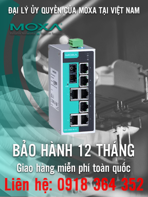EDS-208A-M-SC-T - Bộ chuyển mạch Ethernet không quản lý với 7 cổng 10 / 100BaseT (X) - 1 cổng đa chế độ 100BaseFX với đầu nối SC - Nhiệt độ hoạt động -40 đến 75 ° C - Moxa Việt Nam