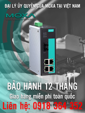 EDS-305-M-ST-T - Bộ chuyển mạch Ethernet không quản lý với 4 cổng 10 / 100BaseT (X) - 1 cổng đa chế độ 100BaseFX với đầu nối ST - Cảnh báo đầu ra rơle - Nhiệt độ hoạt động -40 đến 75 ° C - Moxa Việt Nam