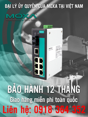 EDS-308-M-SC - Bộ chuyển mạch Ethernet không quản lý với 7 cổng 10 / 100BaseT (X) - 1 cổng đa chế độ 100BaseFX với đầu nối SC - Cảnh báo đầu ra rơle - Nhiệt độ hoạt động từ 0 đến 60 ° C - Moxa Việt Nam