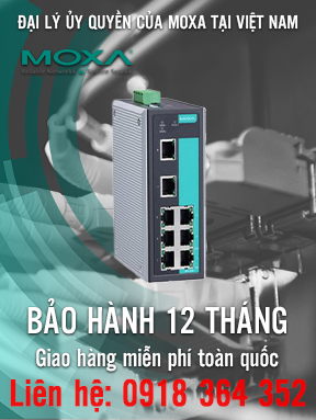 EDS-308-T - Bộ chuyển mạch Ethernet không quản lý với 8 cổng 10 / 100BaseT (X) - Cảnh báo đầu ra rơle - Nhiệt độ hoạt động -40 đến 75 ° C - Moxa Việt Nam