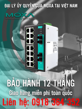 EDS-316-MM-ST - Bộ chuyển mạch Ethernet không quản lý với 14 cổng 10 / 100BaseT (X) - 2 cổng đa chế độ 100BaseFX với đầu nối ST - Cảnh báo đầu ra rơle - Nhiệt độ hoạt động từ 0 đến 60 ° C - Moxa Việt Nam
