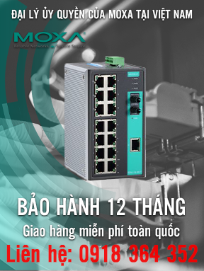 EDS-316-M-ST - Bộ chuyển mạch Ethernet không quản lý với 15 cổng 10 / 100BaseT (X) - 1 cổng đa chế độ 100BaseFX với đầu nối ST - Cảnh báo đầu ra rơle  -Nhiệt độ hoạt động từ 0 đến 60 ° C - Moxa Việt Nam