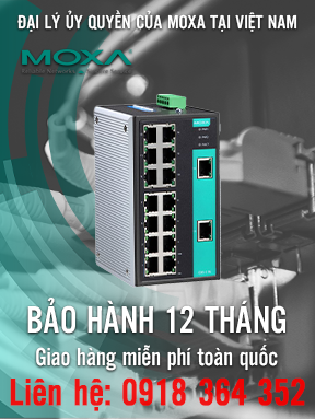 EDS-316-T - Bộ chuyển mạch Ethernet không quản lý với 16 cổng 10 / 100BaseT (X) - Cảnh báo đầu ra rơle - Nhiệt độ hoạt động -40 đến 75 ° C - Moxa Việt Nam
