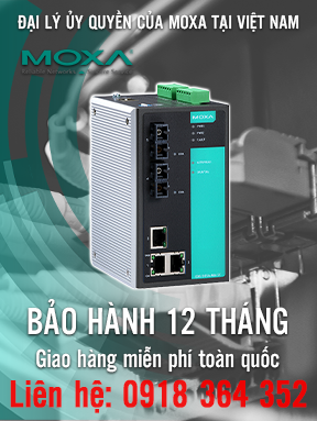 EDS-505A-MM-SC - Bộ chuyển mạch Ethernet có quản lý với 3 cổng 10 / 100BaseT (X) - 2 cổng đa chế độ 100BaseFX với đầu nối SC - Nhiệt độ hoạt động từ 0 đến 60 ° C - Moxa Việt Nam