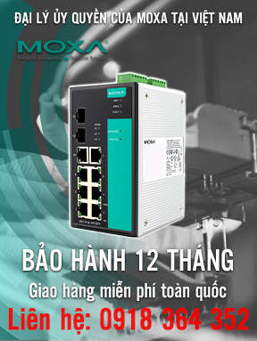 EDS-510A-1GT2SFP-T - Bộ chuyển mạch Gigabit Ethernet có quản lý với 7 cổng 10 / 100BaseT (X) - 1 cổng 10/100 / 1000BaseT (X) - 2 khe cắm SFP để thêm mô-đun Gigabit Ethernet - Nhiệt độ hoạt động -40 đến 75 ° C - Moxa Việt Nam