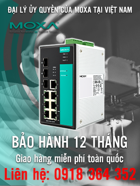 EDS-510A-3SFP - Bộ chuyển mạch Gigabit Ethernet có quản lý với 7 cổng 10 / 100BaseT (X) - 3 khe cắm SFP để thêm mô-đun Gigabit Ethernet - Nhiệt độ hoạt động từ 0 đến 60 ° C - Moxa Việt Nam