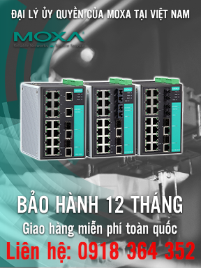 EDS-518A - Bộ chuyển mạch Gigabit Ethernet có quản lý với 16 cổng 10 / 100BaseT (X) - 2 khe cắm kết hợp 10/100 / 1000BaseT (X) hoặc 1000BaseSFP để thêm mô-đun SFP-1G Dòng Gigabit Ethernet - Nhiệt độ hoạt động từ 0 đến 60 ° C - Moxa Việt Nam