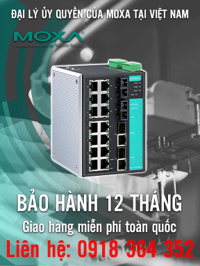 EDS-518A-MM-SC - Bộ chuyển mạch Gigabit Ethernet có quản lý với 14 cổng 10 / 100BaseT (X) - 2 cổng đa chế độ 100BaseFX với đầu nối SC - 2 khe cắm kết hợp 10/100 / 1000BaseT (X) hoặc 1000BaseSFP để thêm mô-đun SFP-1G Dòng Gigabit Ethernet - Nhiệt độ hoạt động 0 đến 60  ° C - Moxa Việt Nam