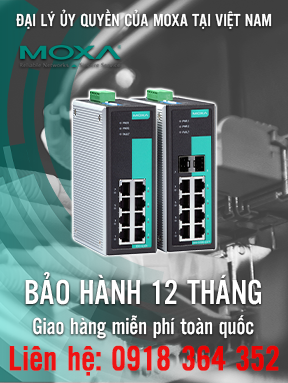 EDS-G308 - Bộ chuyển mạch Gigabit Ethernet không quản lý với 8 cổng 10/100 / 1000BaseT (X) - Nhiệt độ hoạt động từ 0 đến 60 ° C - Moxa Việt Nam